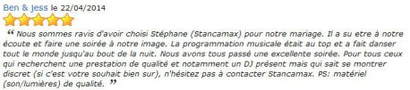 AVIS PRESTATION DJ STANCAMAX