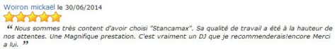 AVIS PRESTATION DJ STANCAMAX